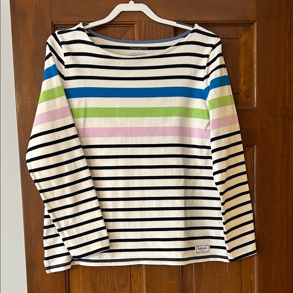 Talbots Multicolor Striped Long Sleeve Top